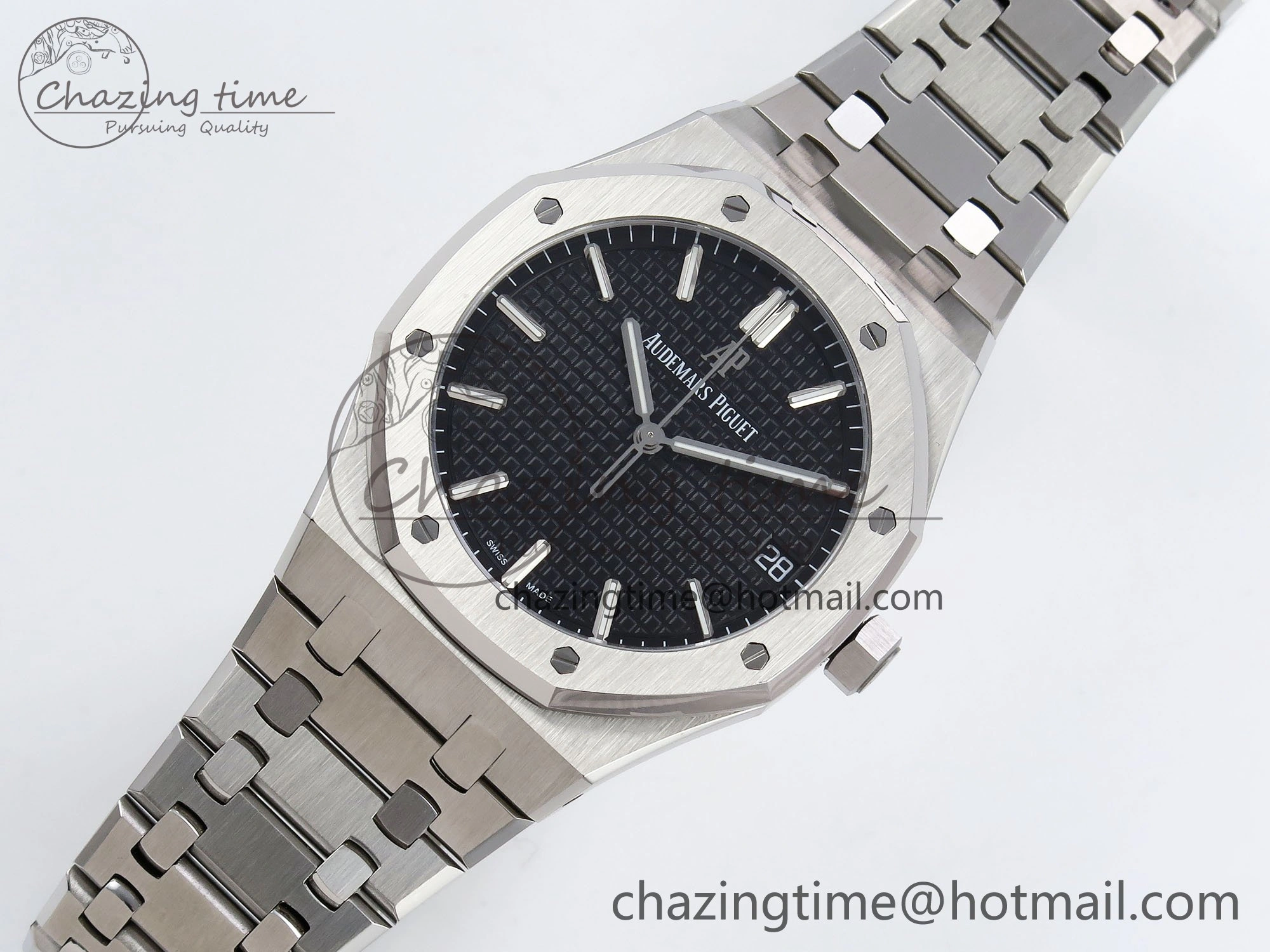 Royal Oak 41mm 15500 SS SF 1:1 Best Edition Black Dial on SS Bracelet SA4302 Super Clone