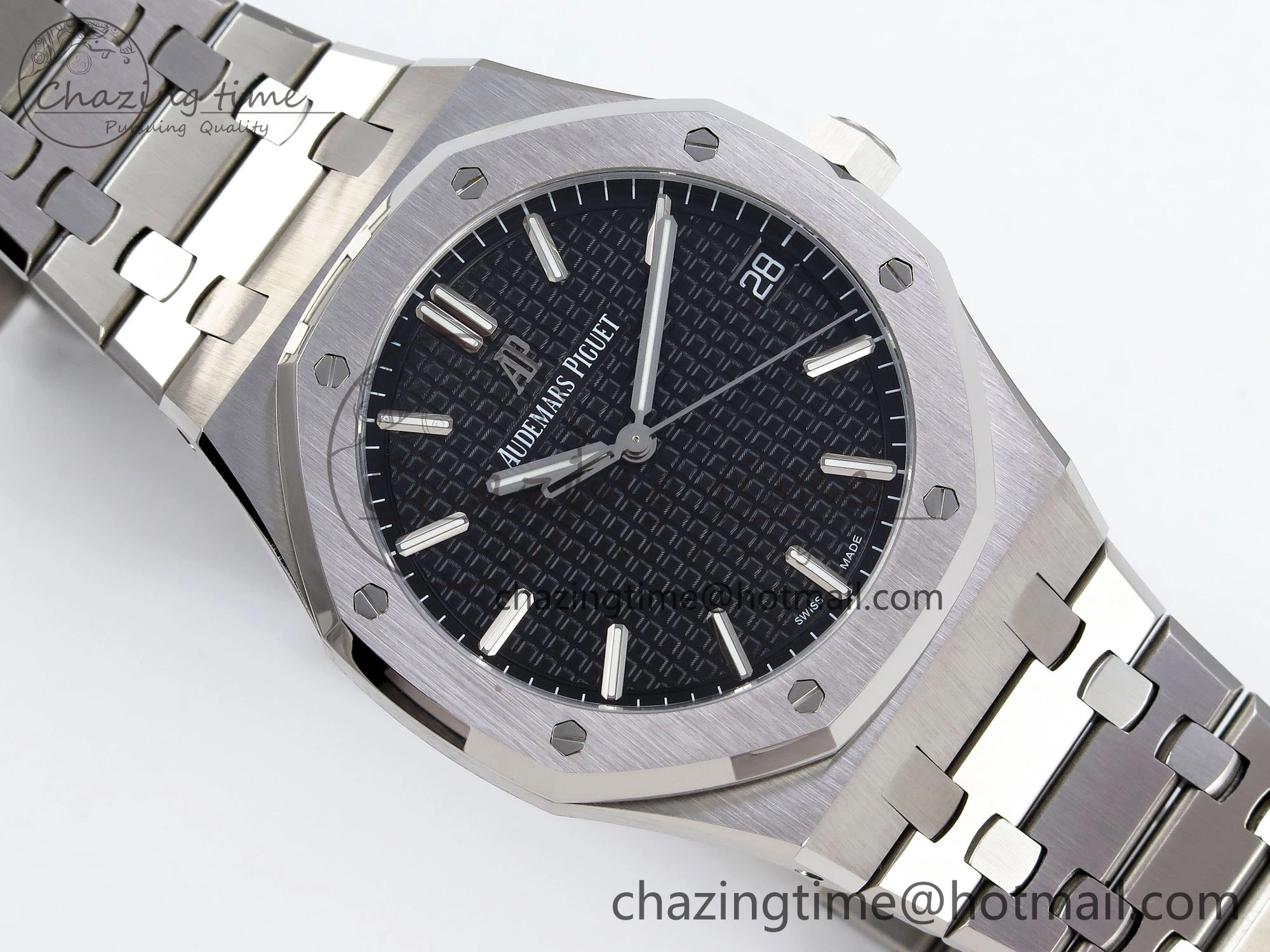 Royal Oak 41mm 15500 SS SF 1:1 Best Edition Black Dial on SS Bracelet SA4302 Super Clone