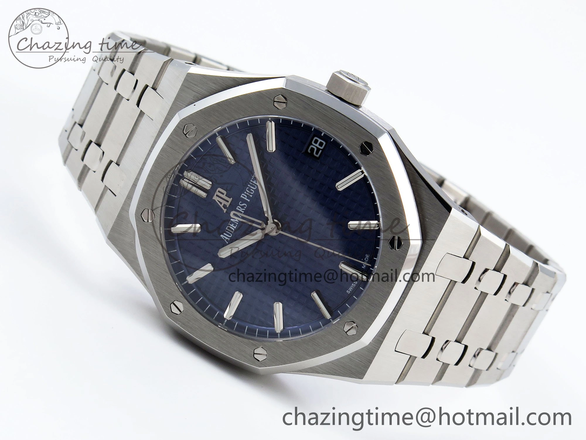 Royal Oak 41mm 15500 SS SF 1:1 Best Edition Blue Dial on SS Bracelet SA4302 Super Clone