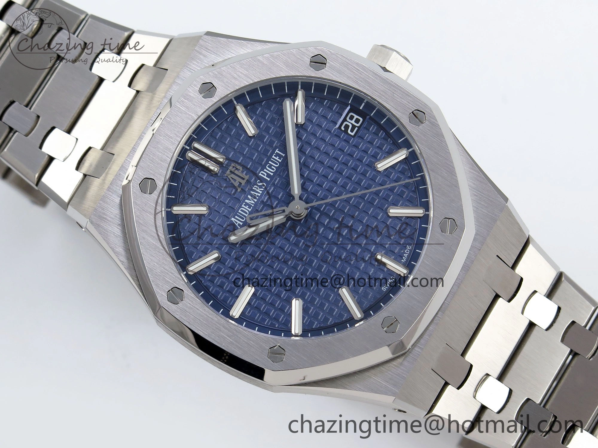 Royal Oak 41mm 15500 SS SF 1:1 Best Edition Blue Dial on SS Bracelet SA4302 Super Clone