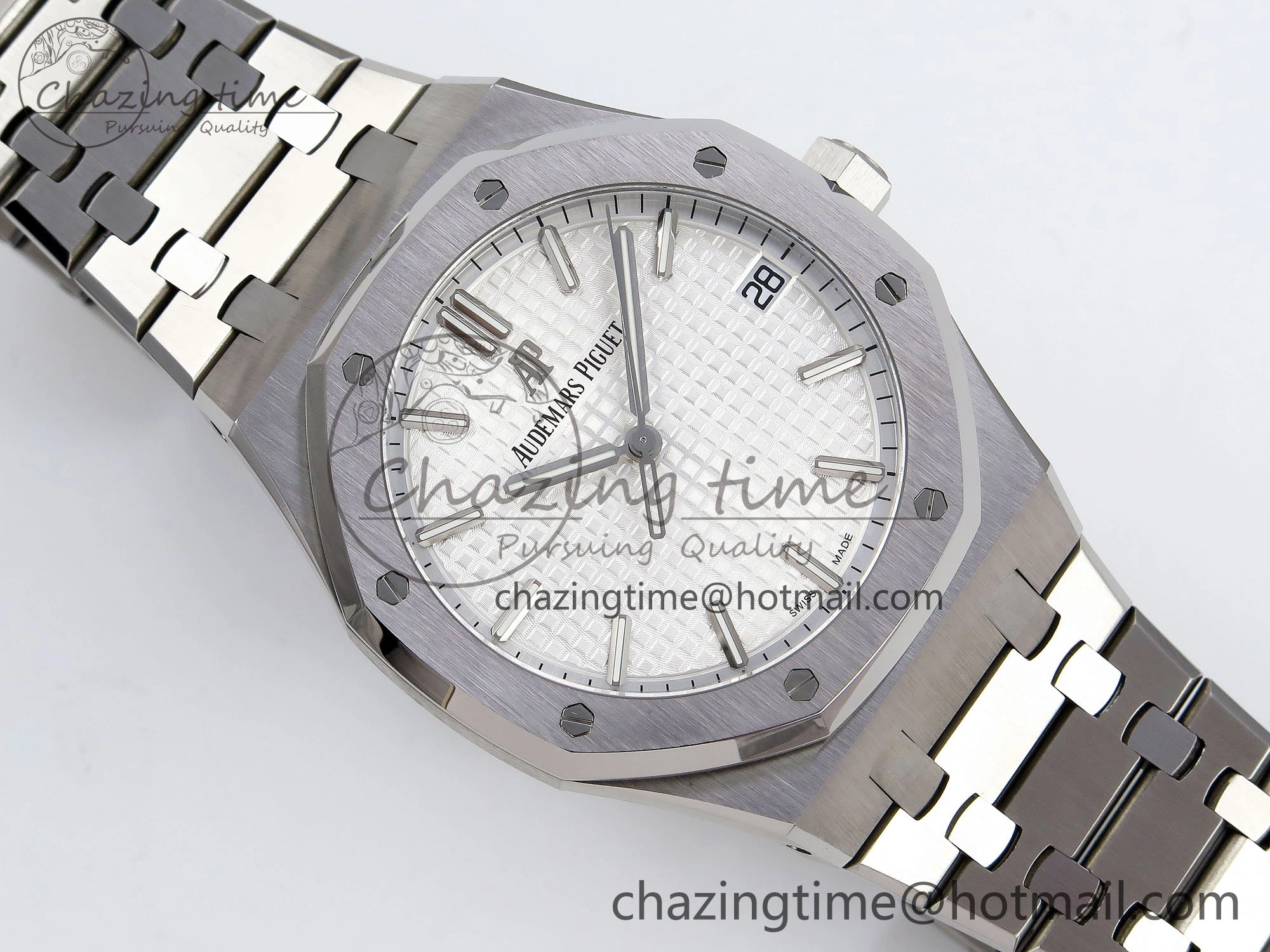 Royal Oak 41mm 15500 SS SF 1:1 Best Edition White Dial on SS Bracelet SA4302 Super Clone