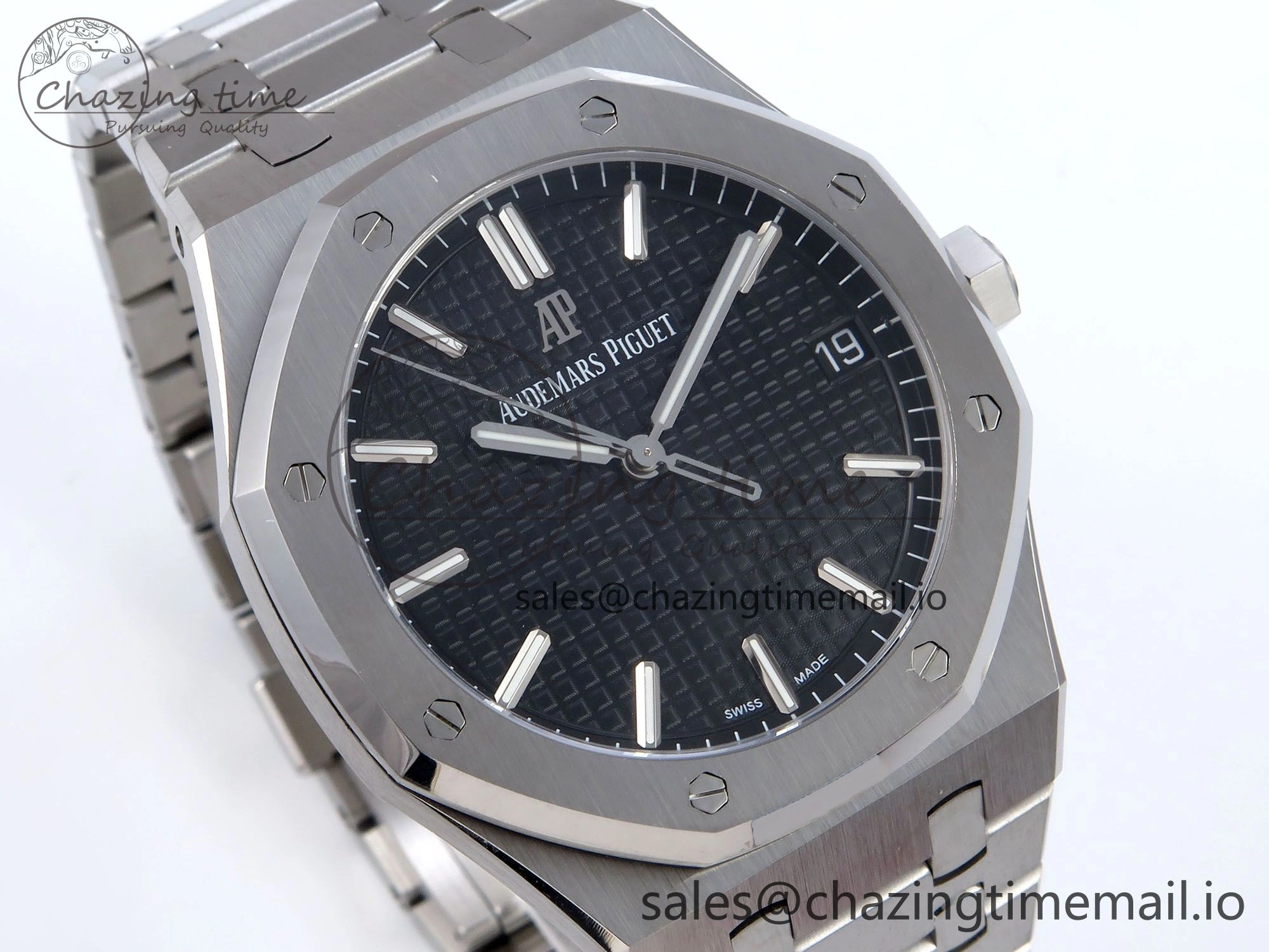 Royal Oak 41mm 15500 SS TKF 1:1 Best Edition Black Dial on SS Bracelet SA4302 Super Clone