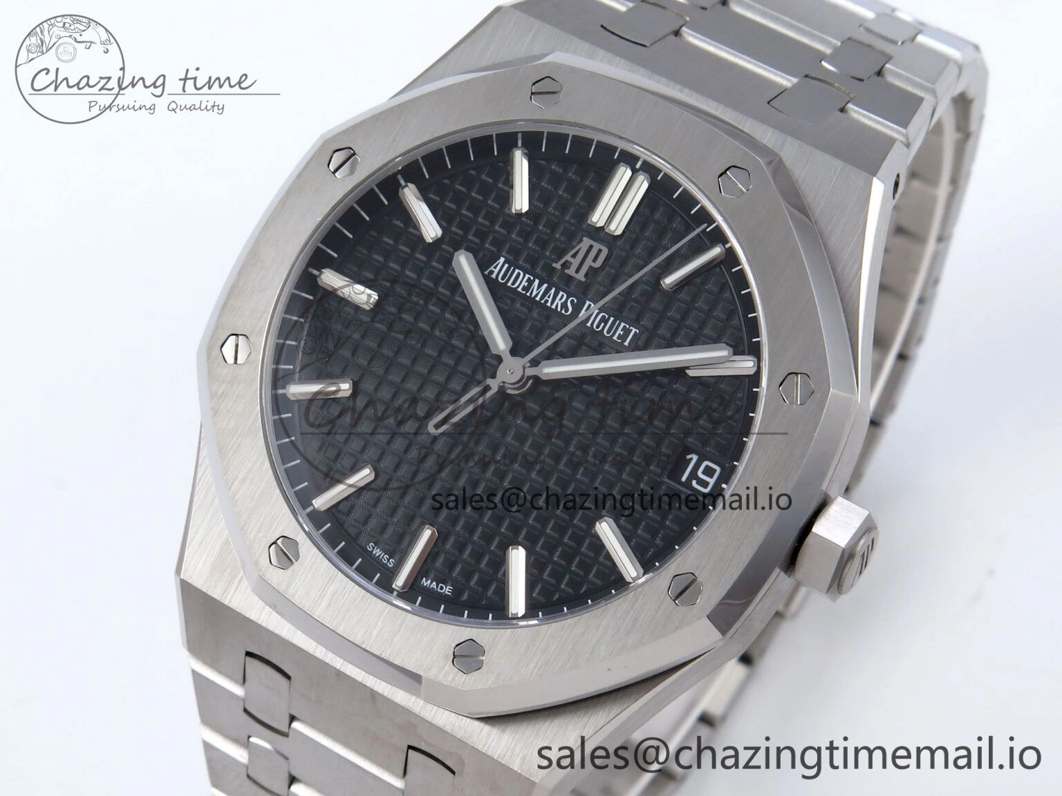 Royal Oak 41mm 15500 SS TKF 1:1 Best Edition Black Dial on SS Bracelet SA4302 Super Clone