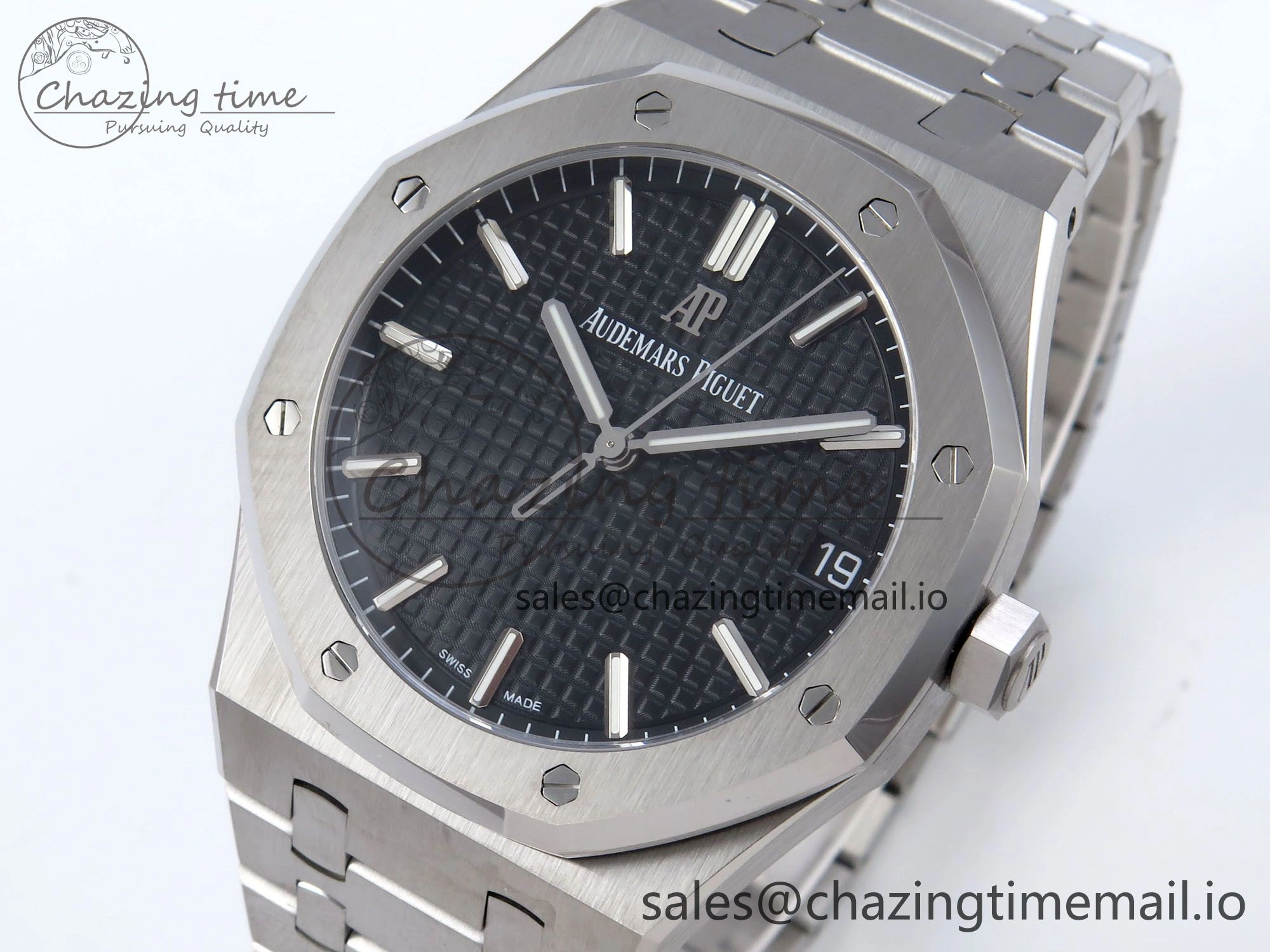 Royal Oak 41mm 15500 SS TKF 1:1 Best Edition Black Dial on SS Bracelet SA4302 Super Clone