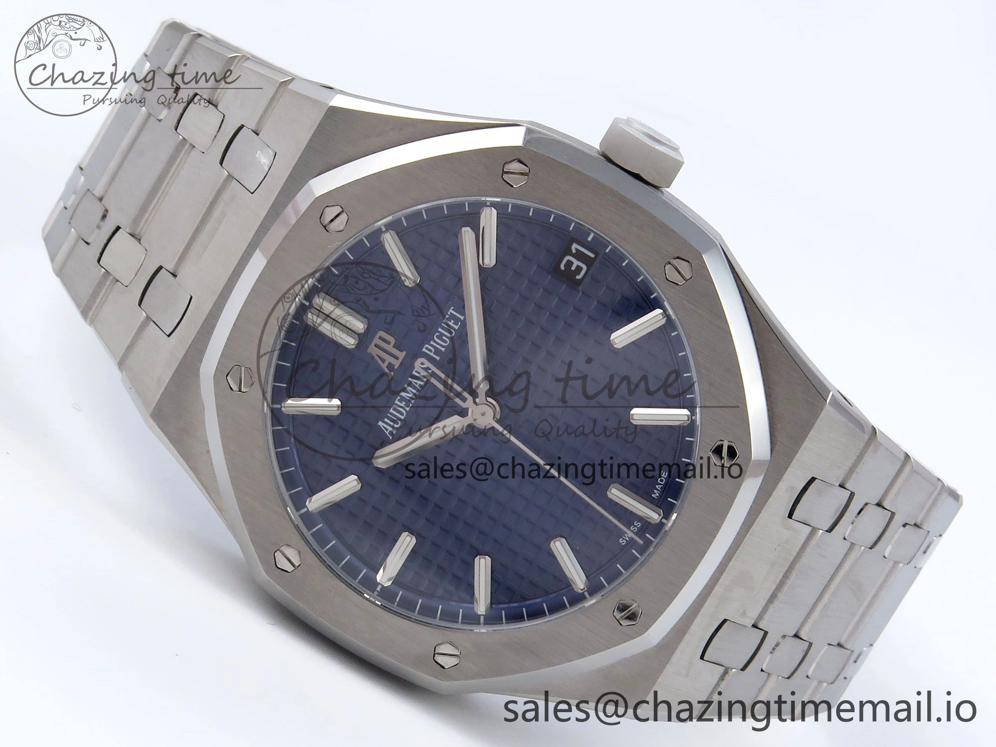 Royal Oak 41mm 15500 SS TKF 1:1 Best Edition Blue Dial on SS Bracelet SA4302 Super Clone