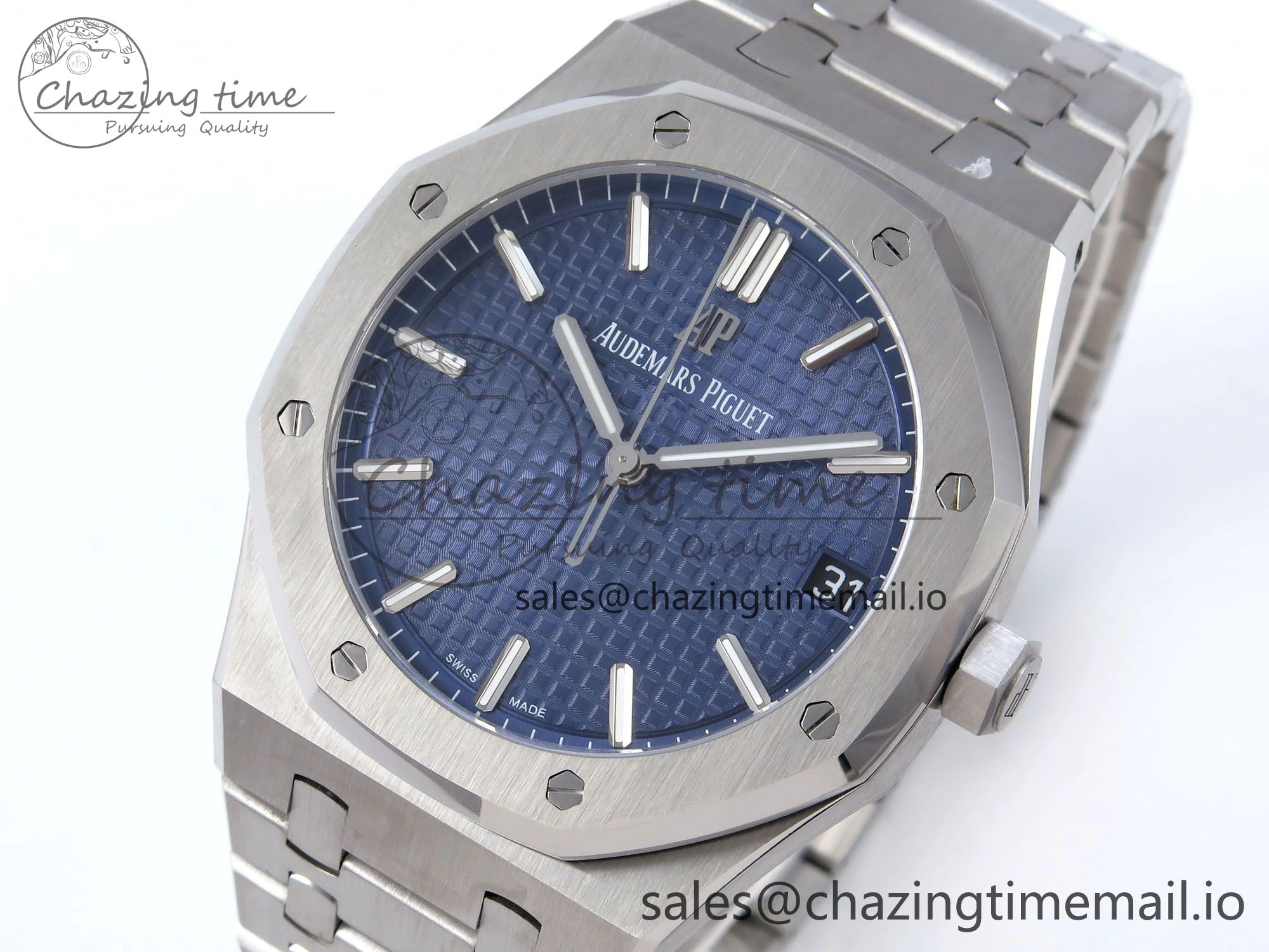 Royal Oak 41mm 15500 SS TKF 1:1 Best Edition Blue Dial on SS Bracelet SA4302 Super Clone