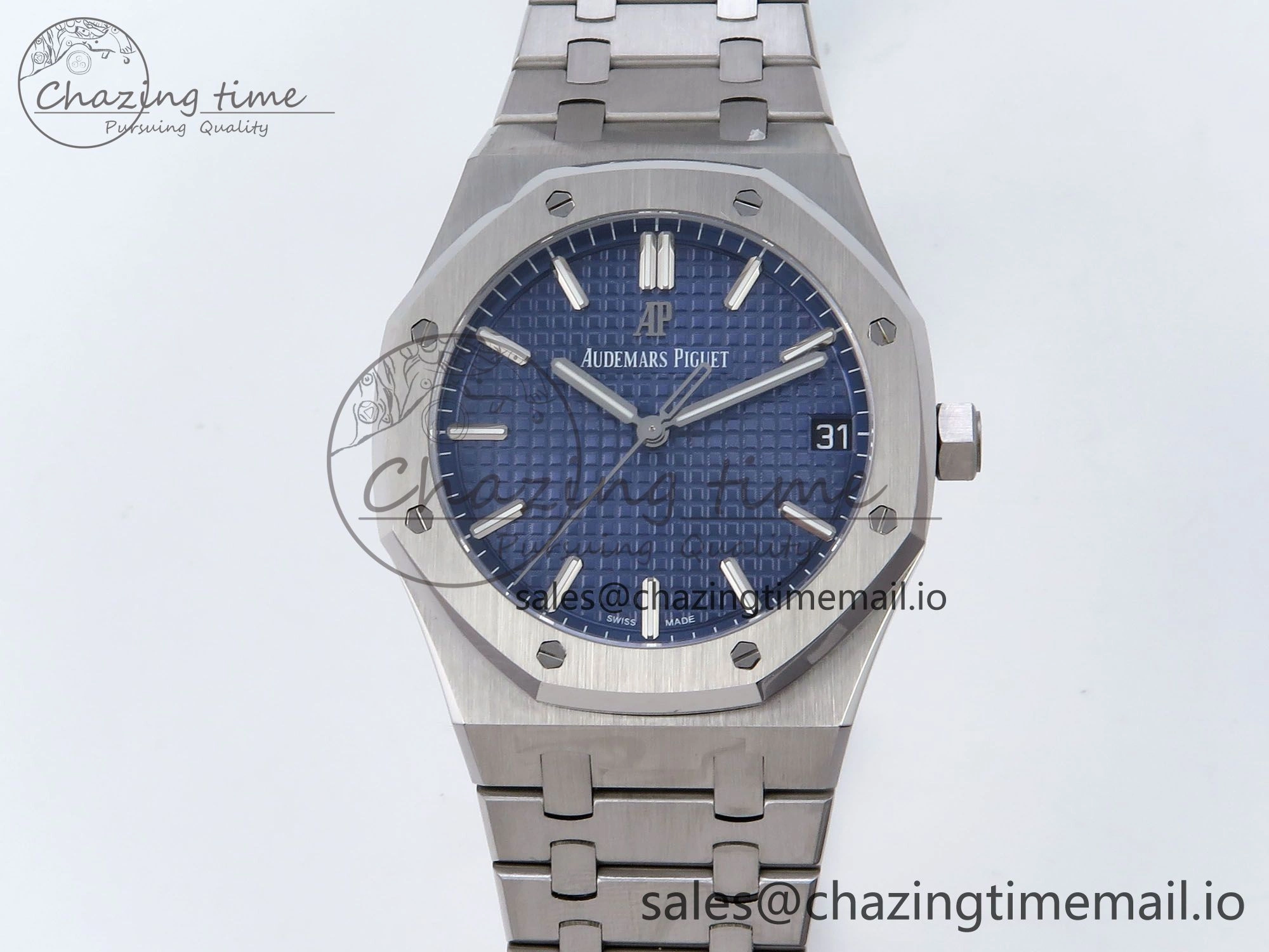 Royal Oak 41mm 15500 SS TKF 1:1 Best Edition Blue Dial on SS Bracelet SA4302 Super Clone