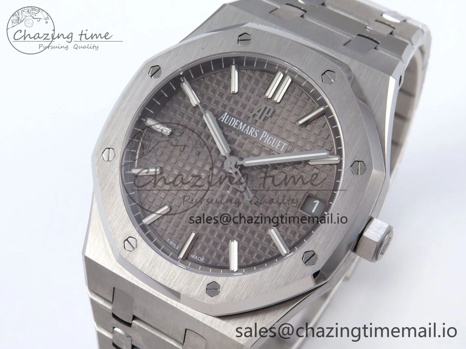 Royal Oak 41mm 15500 SS TKF 1:1 Best Edition Gray Dial on SS Bracelet SA4302 Super Clone