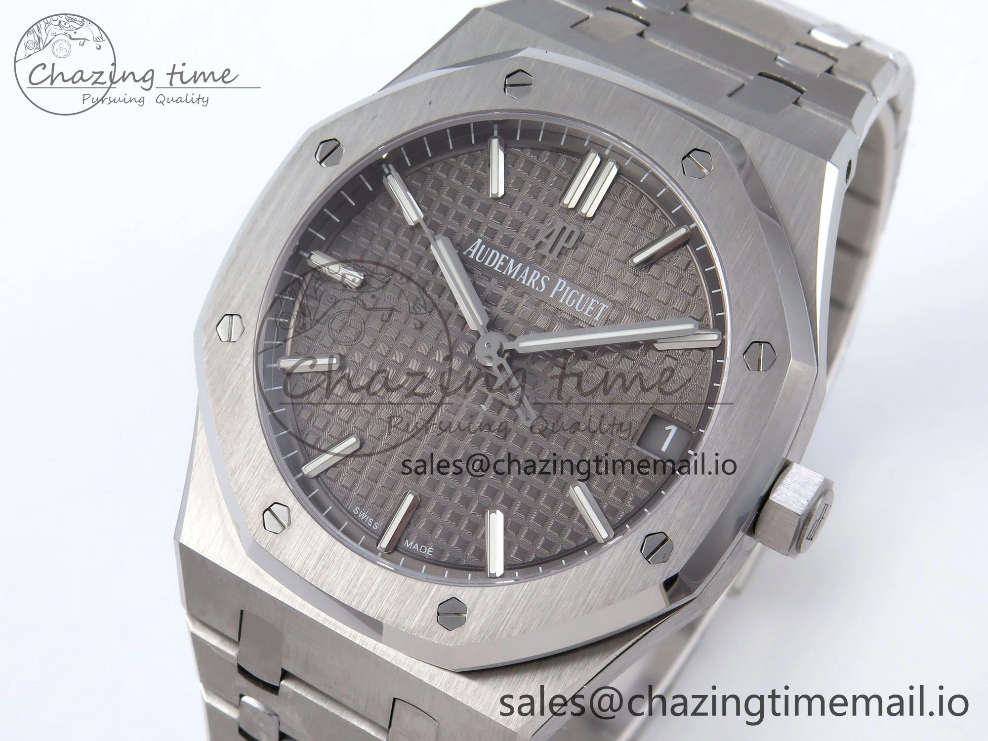 Royal Oak 41mm 15500 SS TKF 1:1 Best Edition Gray Dial on SS Bracelet SA4302 Super Clone