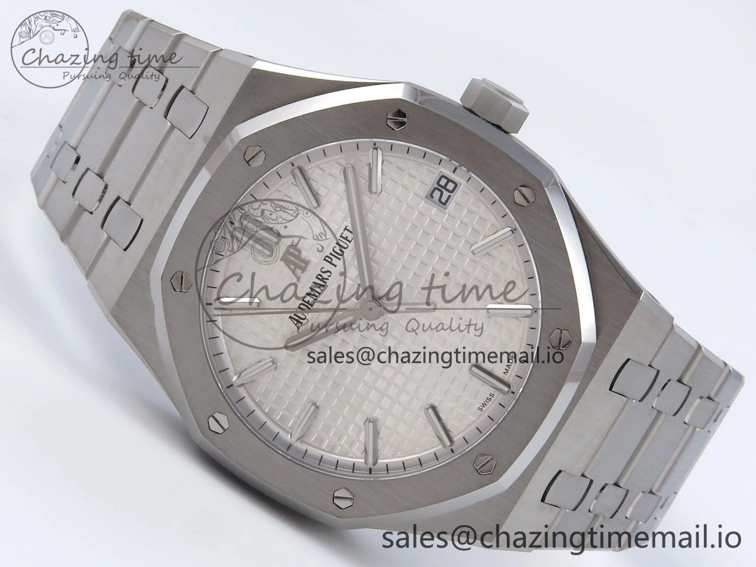 Royal Oak 41mm 15500 SS TKF 1:1 Best Edition White Dial on SS Bracelet SA4302 Super Clone