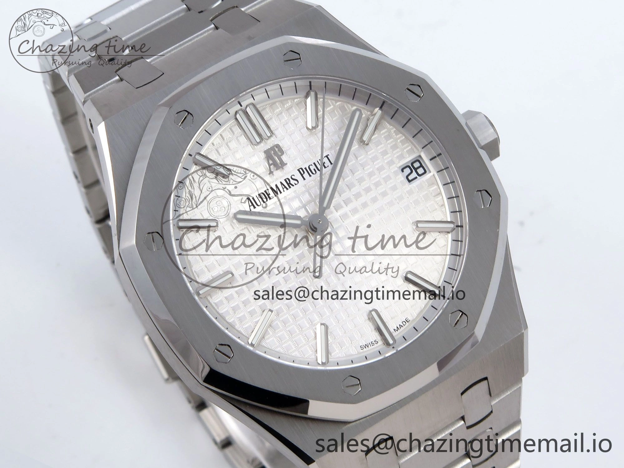 Royal Oak 41mm 15500 SS TKF 1:1 Best Edition White Dial on SS Bracelet SA4302 Super Clone