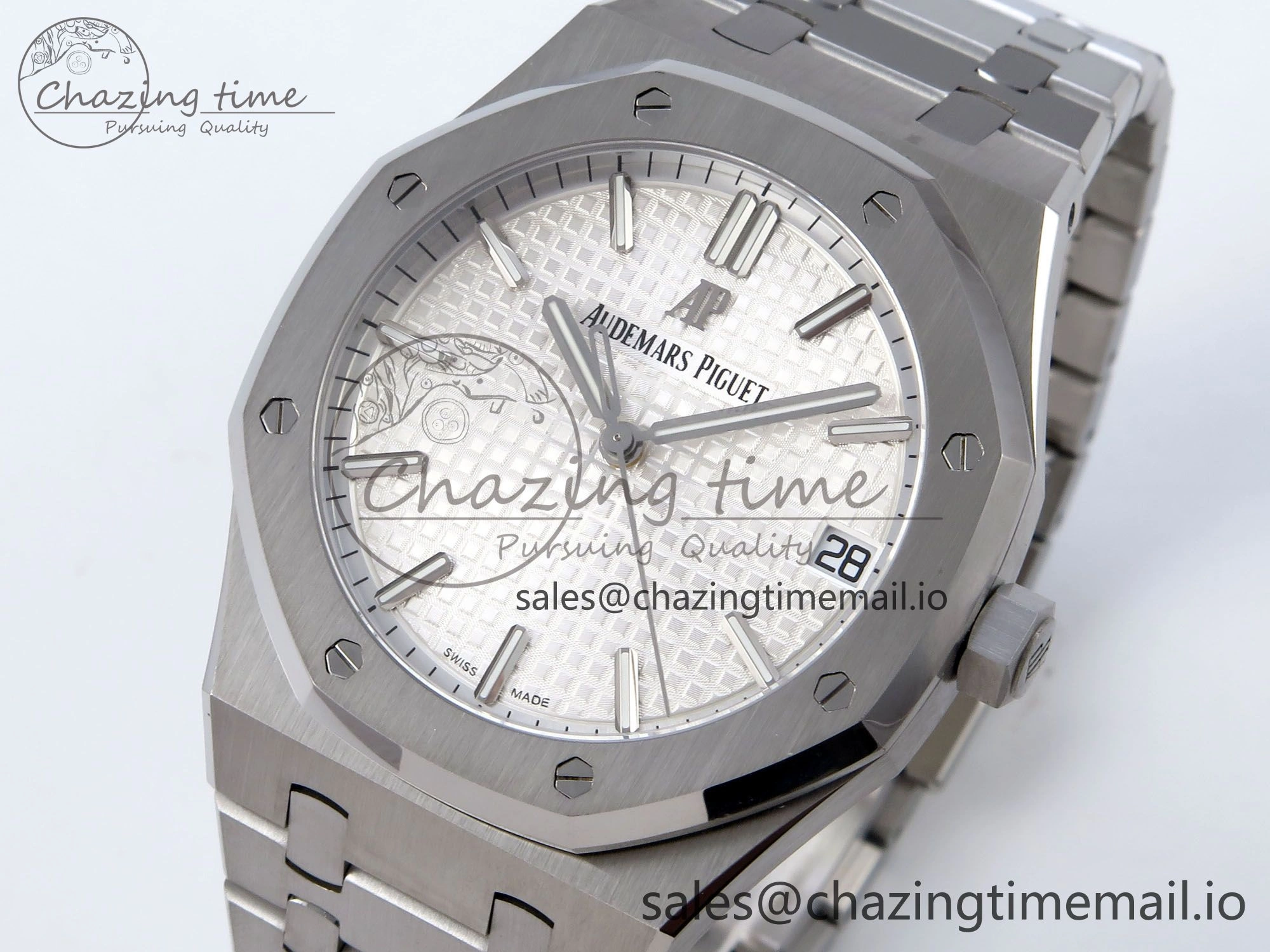 Royal Oak 41mm 15500 SS TKF 1:1 Best Edition White Dial on SS Bracelet SA4302 Super Clone