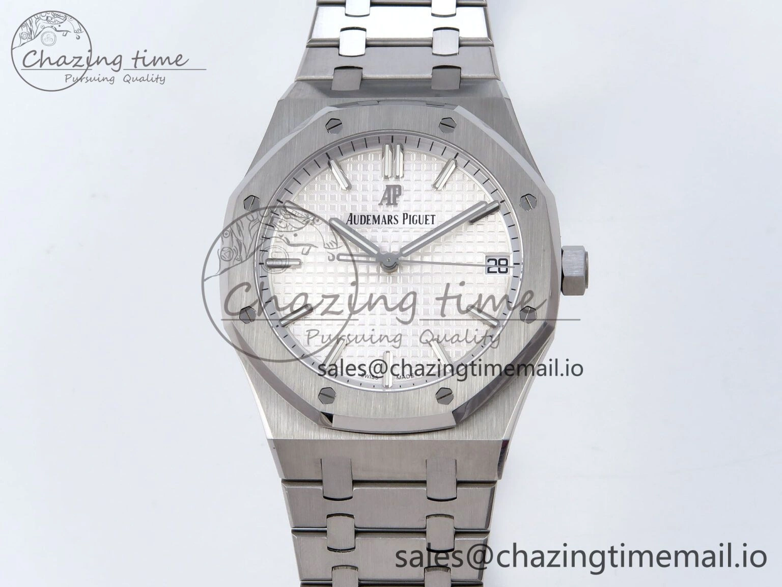 Royal Oak 41mm 15500 SS TKF 1:1 Best Edition White Dial on SS Bracelet SA4302 Super Clone