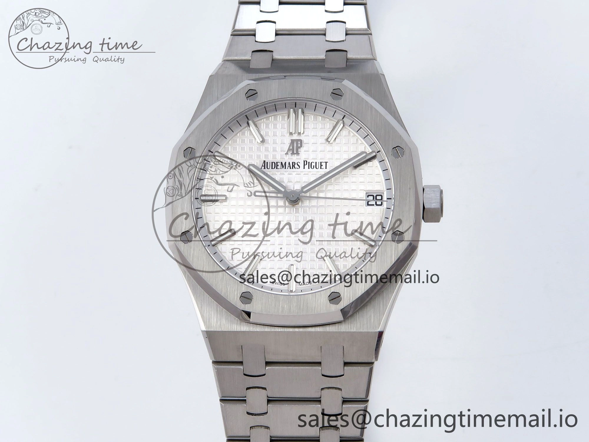 Royal Oak 41mm 15500 SS TKF 1:1 Best Edition White Dial on SS Bracelet SA4302 Super Clone