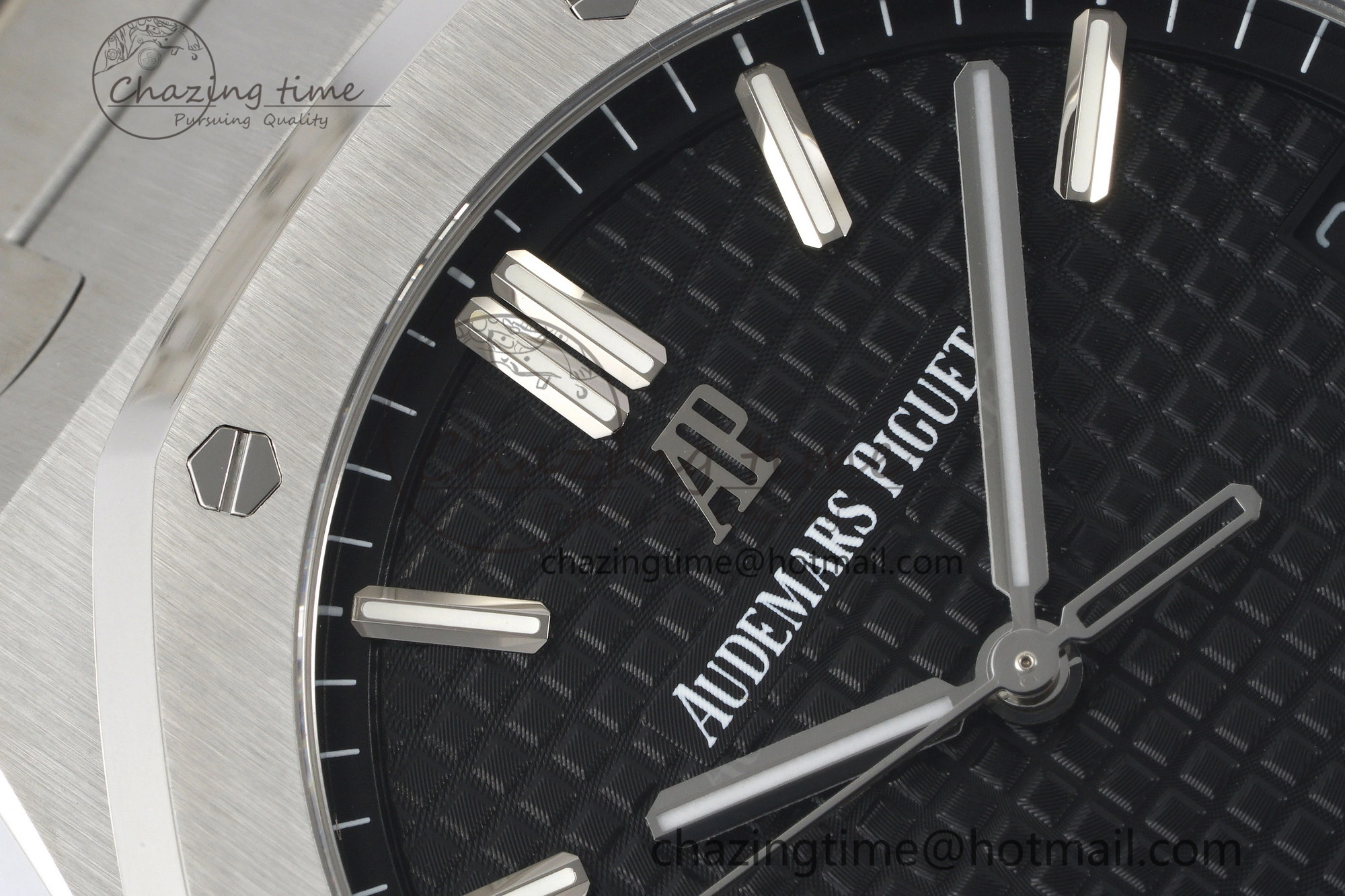 Royal Oak 41mm 15500 SS ZF 1:1 Best Edition Black Textured Dial on SS Bracelet A4302 Super Clone