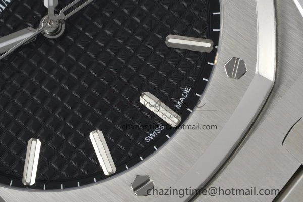 Royal Oak 41mm 15500 SS ZF 1:1 Best Edition Black Textured Dial on SS Bracelet A4302 Super Clone