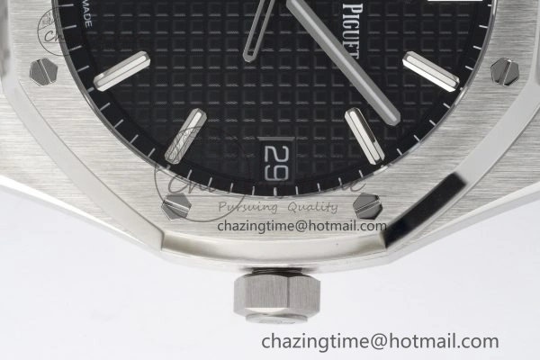 Royal Oak 41mm 15500 SS ZF 1:1 Best Edition Black Textured Dial on SS Bracelet A4302 Super Clone