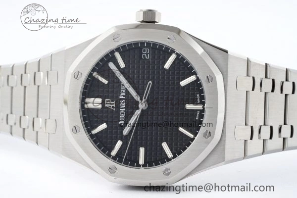 Royal Oak 41mm 15500 SS ZF 1:1 Best Edition Black Textured Dial on SS Bracelet A4302 Super Clone