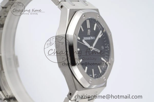 Royal Oak 41mm 15500 SS ZF 1:1 Best Edition Black Textured Dial on SS Bracelet A4302 Super Clone