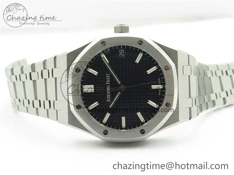 Royal Oak 41mm 15500 SS ZF 1:1 Best Edition Black Textured Dial on SS Bracelet A4302 V2 (Free Box)