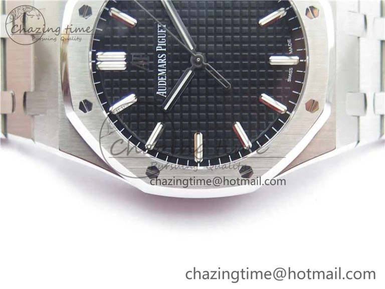 Royal Oak 41mm 15500 SS ZF 1:1 Best Edition Black Textured Dial on SS Bracelet A4302 V2 (Free Box)