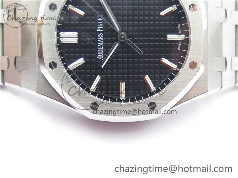 Royal Oak 41mm 15500 SS ZF 1:1 Best Edition Black Textured Dial on SS Bracelet A4302 V2 (Free Box)