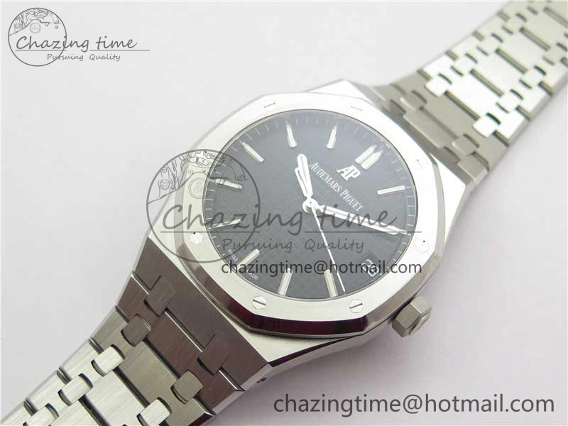 Royal Oak 41mm 15500 SS ZF 1:1 Best Edition Black Textured Dial on SS Bracelet A4302 V2 (Free Box)