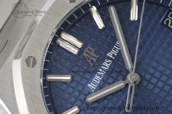 Royal Oak 41mm 15500 SS ZF 1:1 Best Edition Blue Textured Dial on SS Bracelet A4302 Super Clone V3
