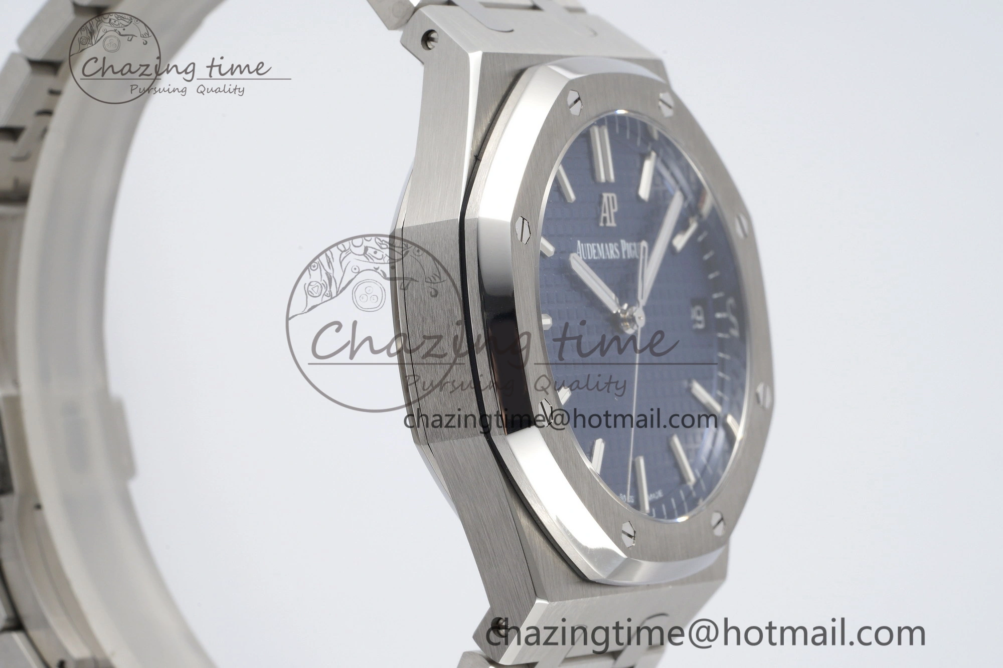 Royal Oak 41mm 15500 SS ZF 1:1 Best Edition Blue Textured Dial on SS Bracelet A4302 Super Clone V3