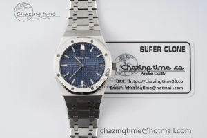 Royal Oak 41mm 15500 SS ZF 1:1 Best Edition Blue Textured Dial on SS Bracelet A4302 Super Clone V3