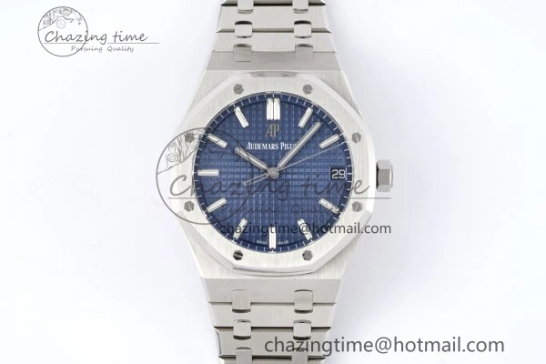 Royal Oak 41mm 15500 SS ZF 1:1 Best Edition Blue Textured Dial on SS Bracelet A4302 Super Clone