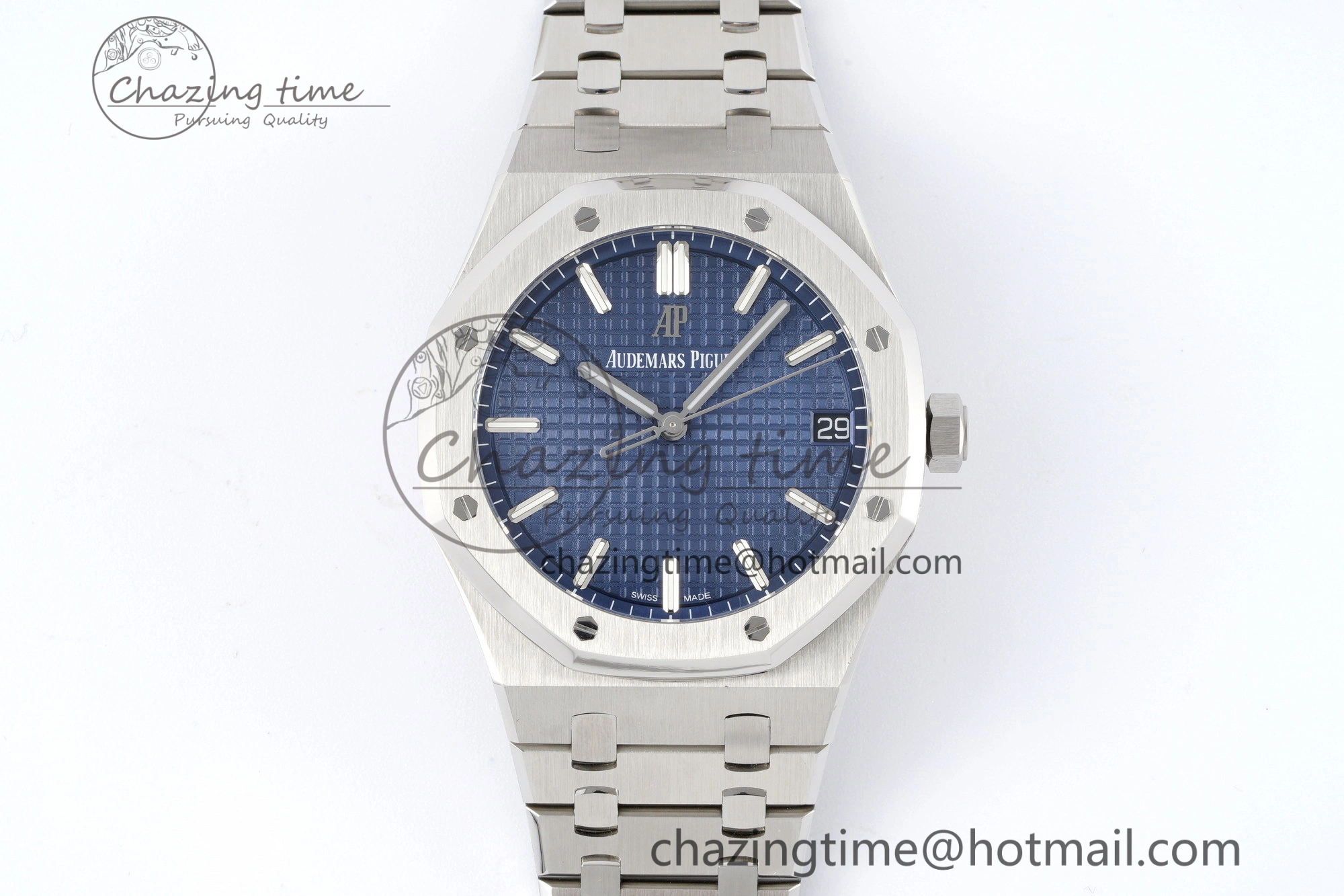 Royal Oak 41mm 15500 SS ZF 1:1 Best Edition Blue Textured Dial on SS Bracelet A4302 Super Clone
