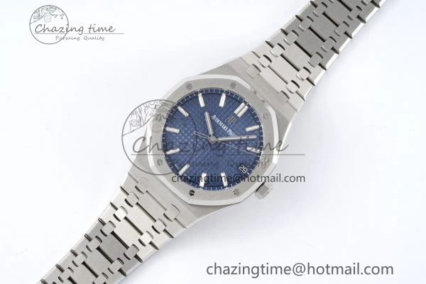 Royal Oak 41mm 15500 SS ZF 1:1 Best Edition Blue Textured Dial on SS Bracelet A4302 Super Clone