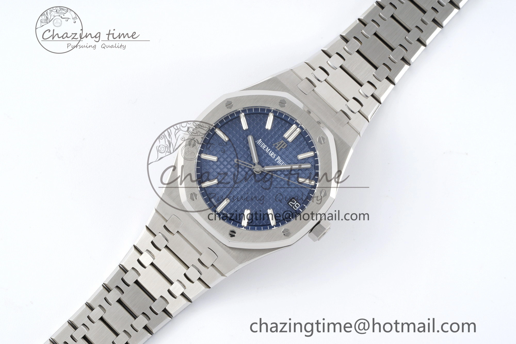 Royal Oak 41mm 15500 SS ZF 1:1 Best Edition Blue Textured Dial on SS Bracelet A4302 Super Clone