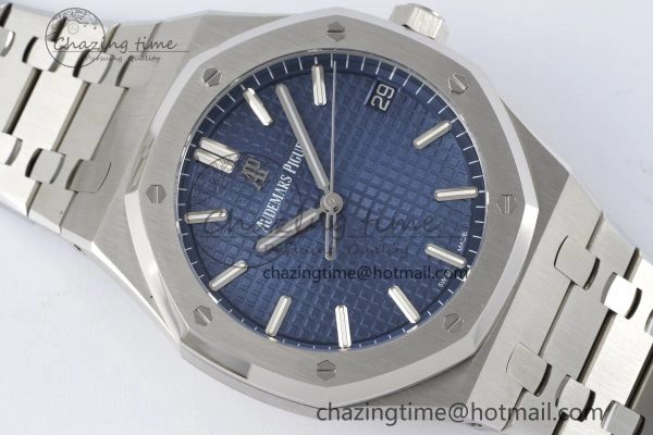 Royal Oak 41mm 15500 SS ZF 1:1 Best Edition Blue Textured Dial on SS Bracelet A4302 Super Clone
