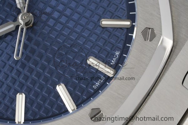 Royal Oak 41mm 15500 SS ZF 1:1 Best Edition Blue Textured Dial on SS Bracelet A4302 Super Clone