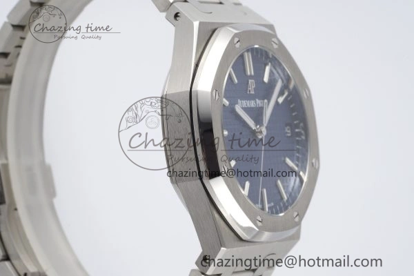 Royal Oak 41mm 15500 SS ZF 1:1 Best Edition Blue Textured Dial on SS Bracelet A4302 Super Clone