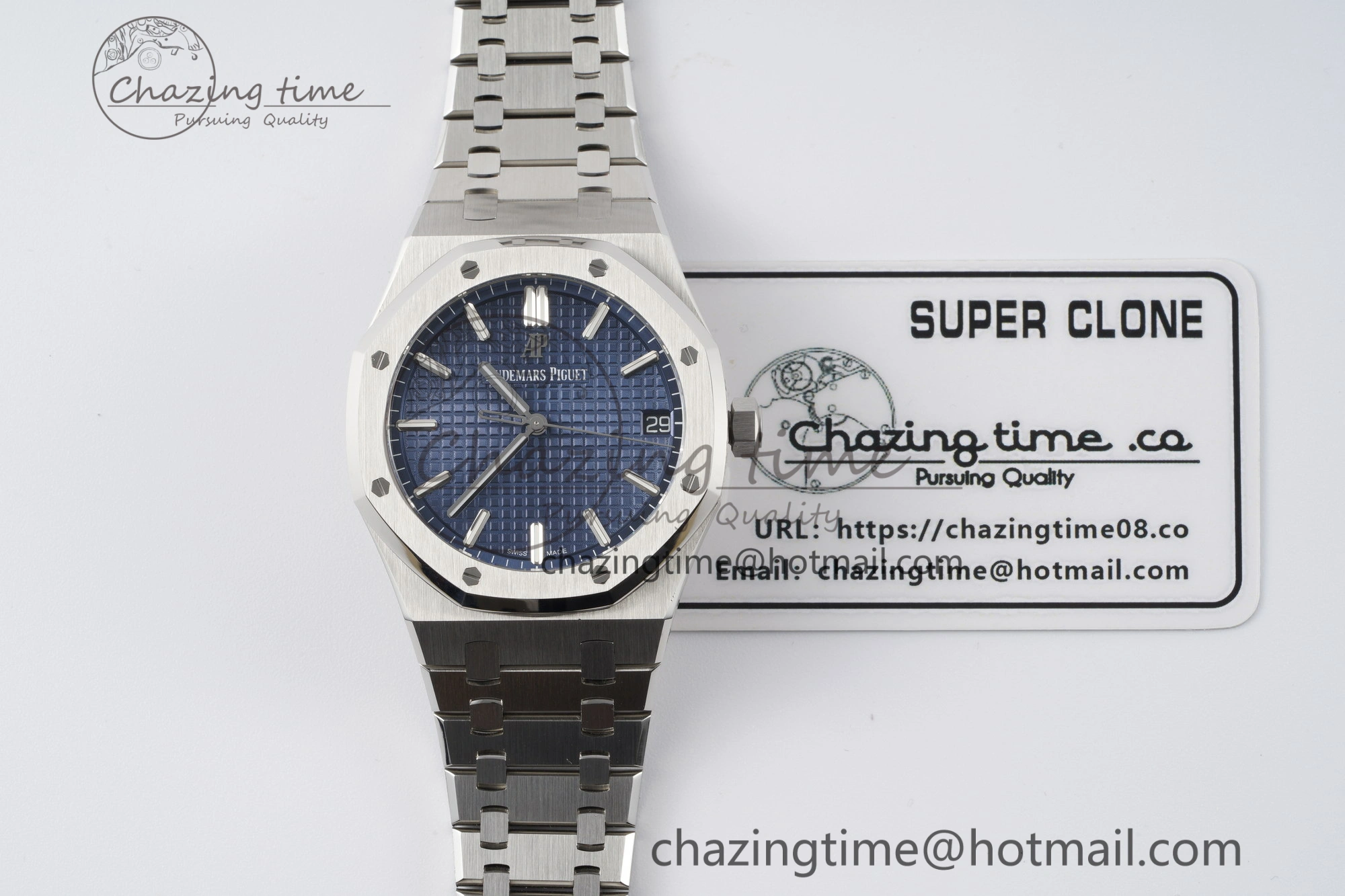 Royal Oak 41mm 15500 SS ZF 1:1 Best Edition Blue Textured Dial on SS Bracelet A4302 Super Clone