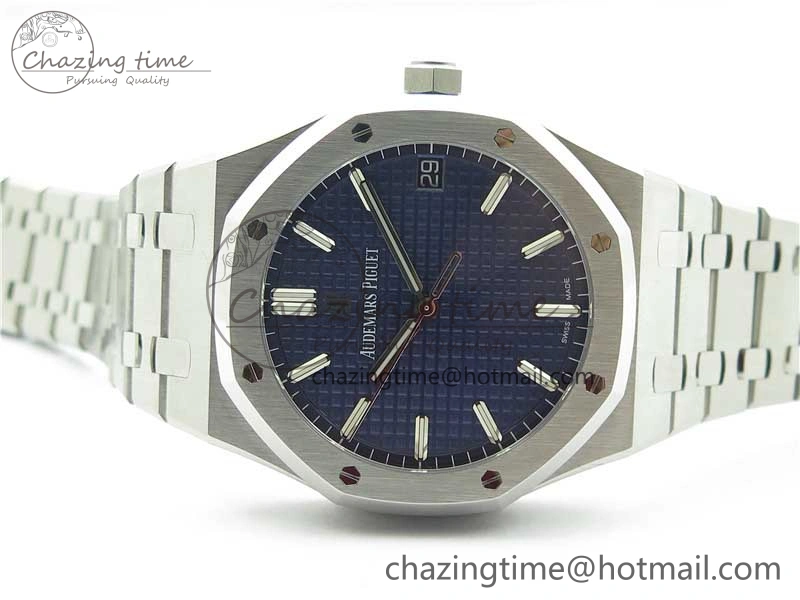 Royal Oak 41mm 15500 SS ZF 1:1 Best Edition Blue Textured Dial on SS Bracelet A4302 V2 (Free Box)