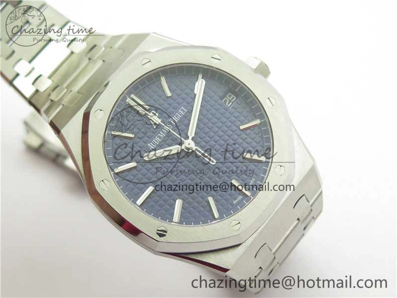 Royal Oak 41mm 15500 SS ZF 1:1 Best Edition Blue Textured Dial on SS Bracelet A4302 V2 (Free Box)