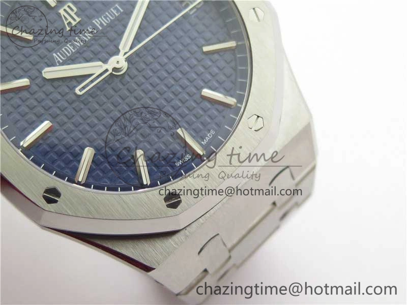 Royal Oak 41mm 15500 SS ZF 1:1 Best Edition Blue Textured Dial on SS Bracelet A4302 V2 (Free Box)