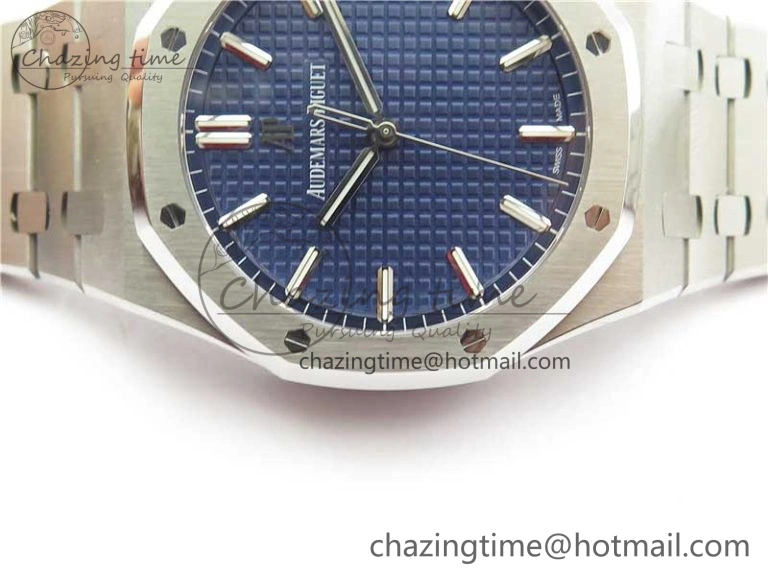Royal Oak 41mm 15500 SS ZF 1:1 Best Edition Blue Textured Dial on SS Bracelet A4302 V2 (Free Box)