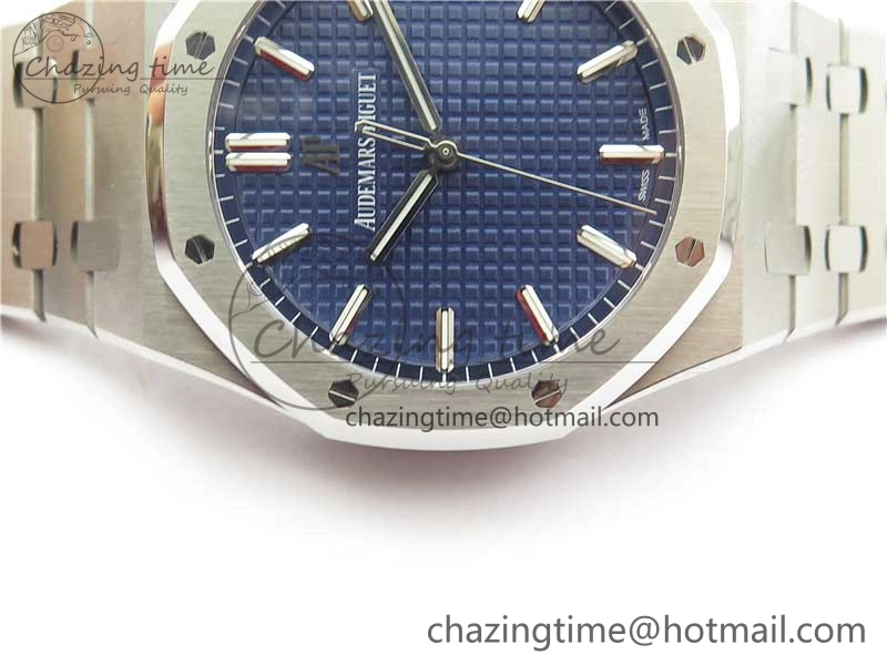 Royal Oak 41mm 15500 SS ZF 1:1 Best Edition Blue Textured Dial on SS Bracelet A4302 V2 (Free Box)