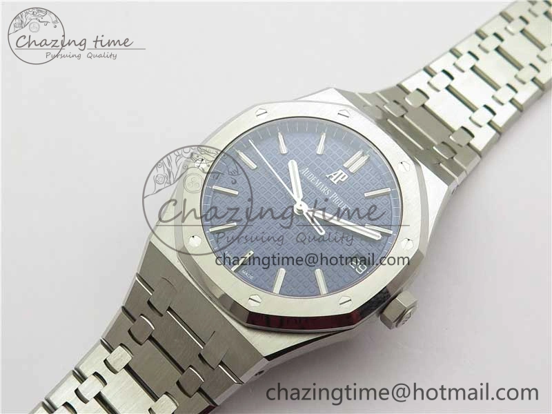 Royal Oak 41mm 15500 SS ZF 1:1 Best Edition Blue Textured Dial on SS Bracelet A4302 V2 (Free Box)