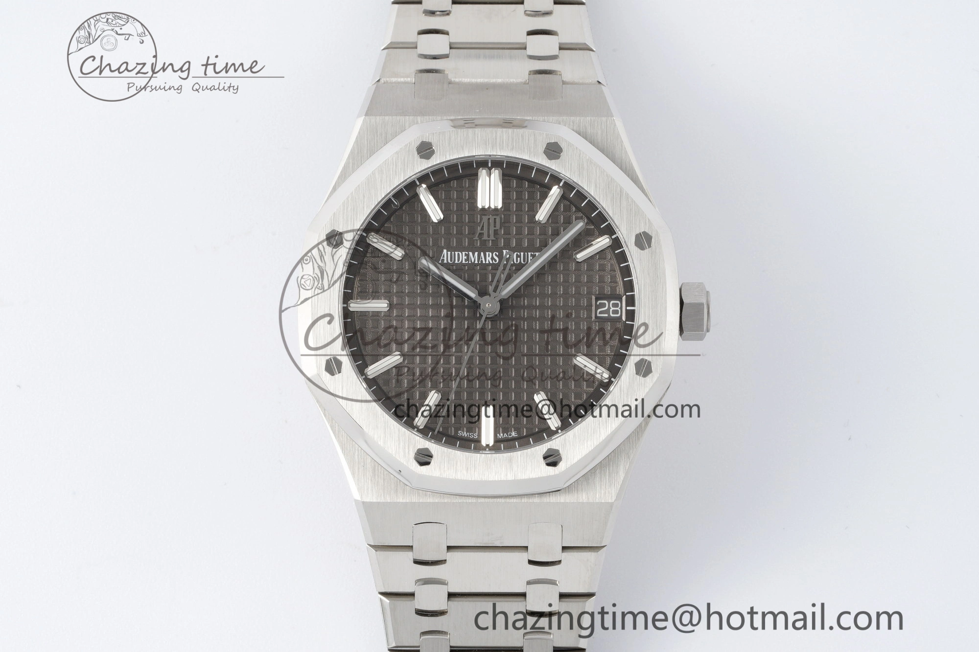 Royal Oak 41mm 15500 SS ZF 1:1 Best Edition Gray Textured Dial on SS Bracelet A4302 Super Clone V3