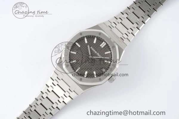 Royal Oak 41mm 15500 SS ZF 1:1 Best Edition Gray Textured Dial on SS Bracelet A4302 Super Clone V3