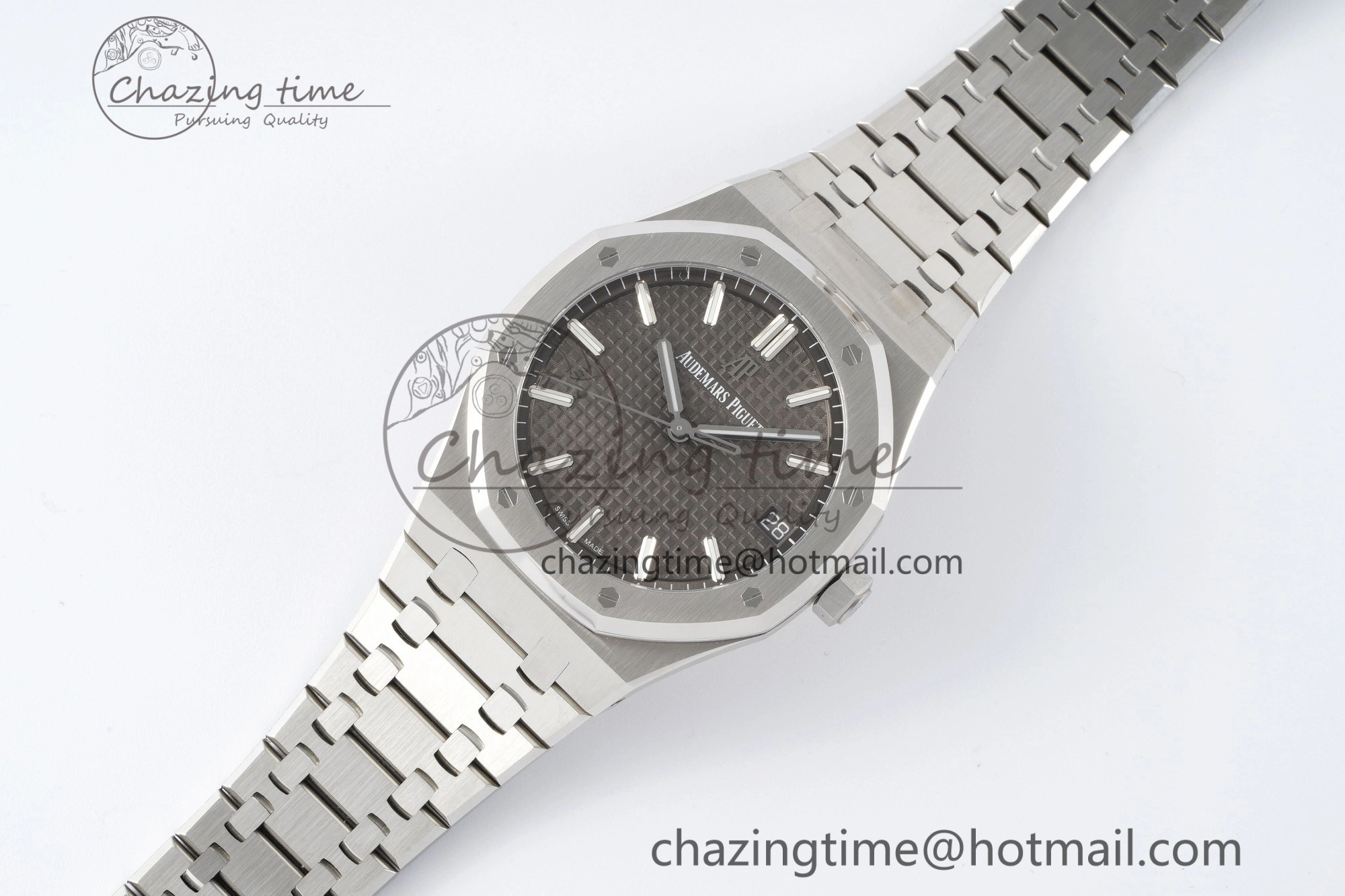 Royal Oak 41mm 15500 SS ZF 1:1 Best Edition Gray Textured Dial on SS Bracelet A4302 Super Clone V3