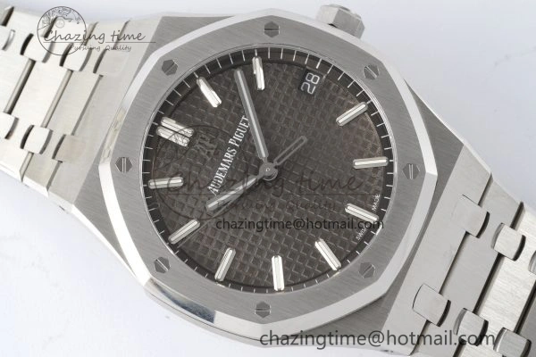 Royal Oak 41mm 15500 SS ZF 1:1 Best Edition Gray Textured Dial on SS Bracelet A4302 Super Clone V3