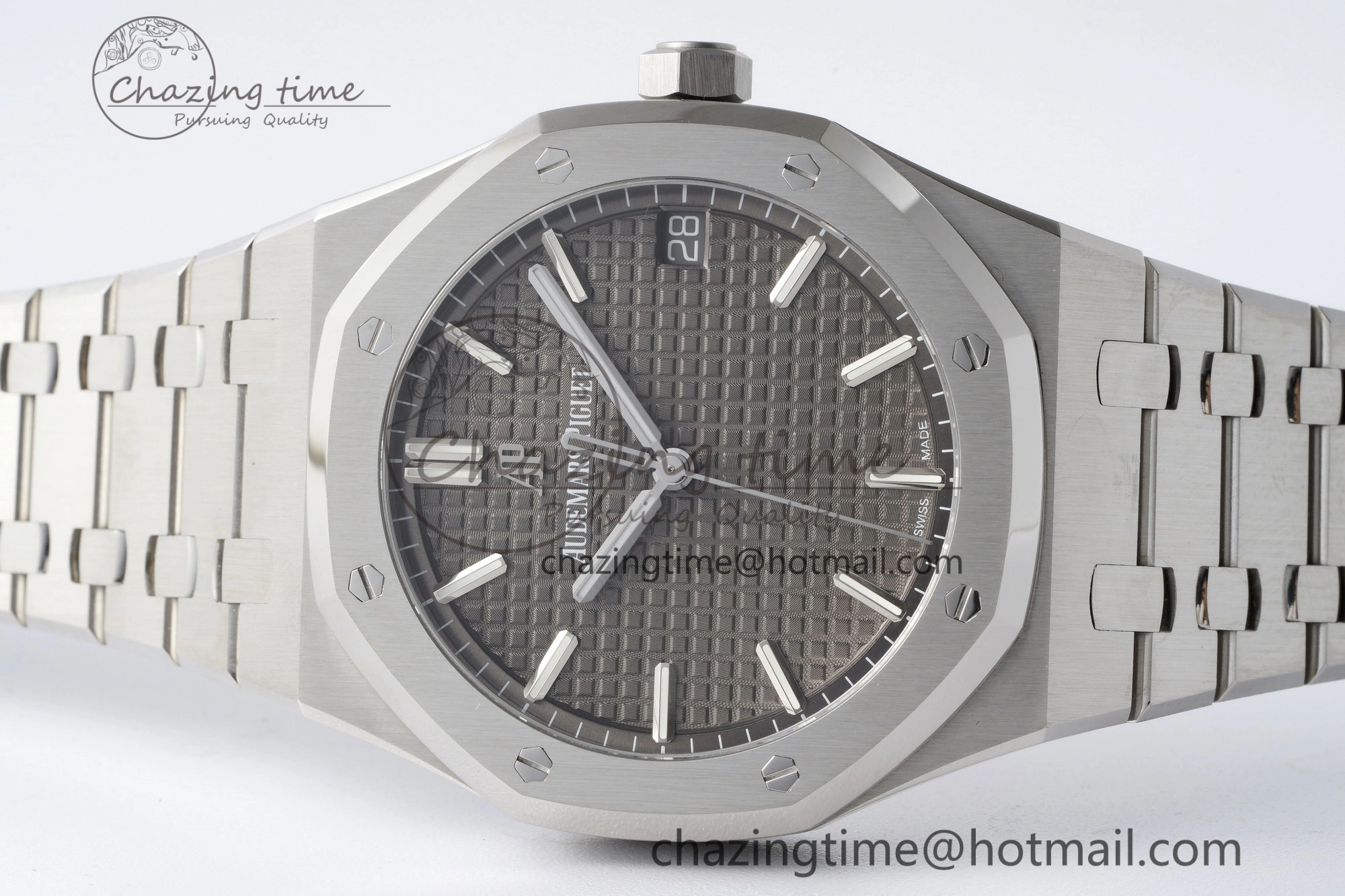 Royal Oak 41mm 15500 SS ZF 1:1 Best Edition Gray Textured Dial on SS Bracelet A4302 Super Clone V3
