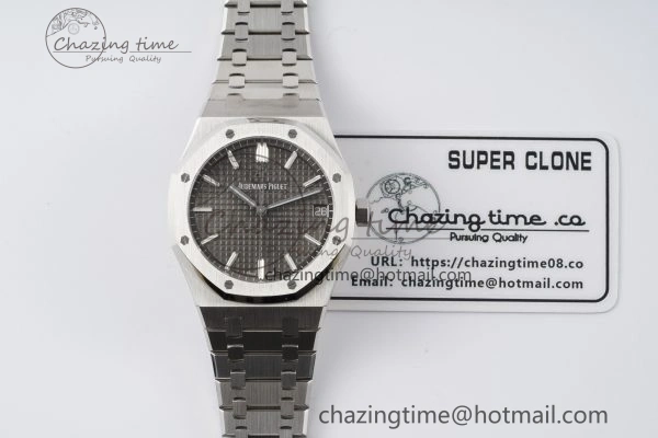 Royal Oak 41mm 15500 SS ZF 1:1 Best Edition Gray Textured Dial on SS Bracelet A4302 Super Clone V3